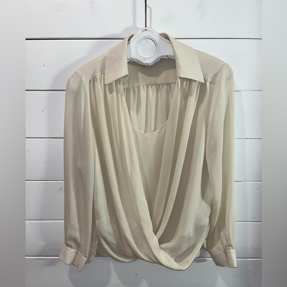 💛 LUISA SPAGNOLI - Draped Silk Blouse - Size not specified M - Picture 3 of 11